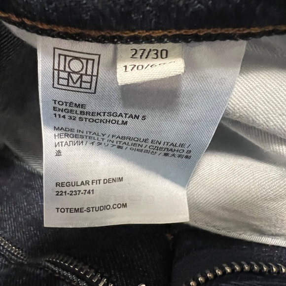 NWT TOTEME Slim Straight High Rise Regular Fit Denim Dark Vintage Wash Size 27 - Picture 9 of 11
